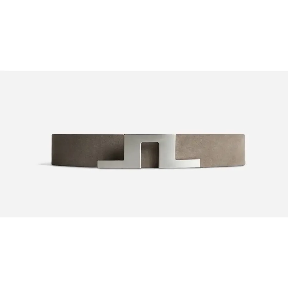 J Lindeberg Mens Bridger Nubuck Leather Belt 35 Sz 100 Brindle Brown Gray New